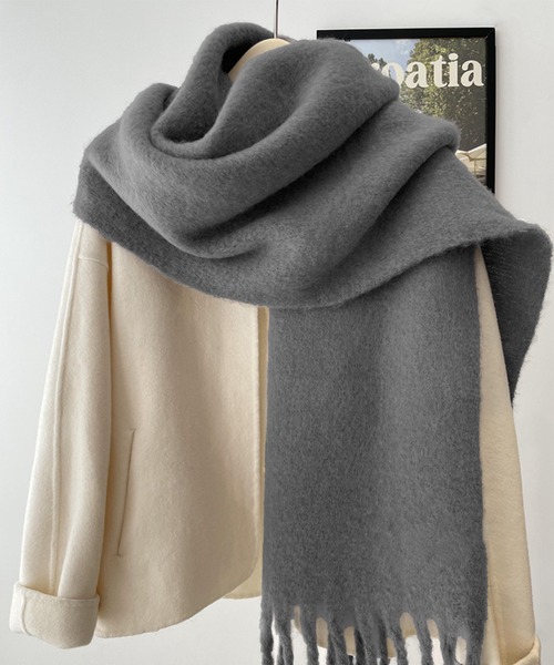 マフラー ストール 「M2SUQARED/エムツースクエア」ボリュームフリンジ