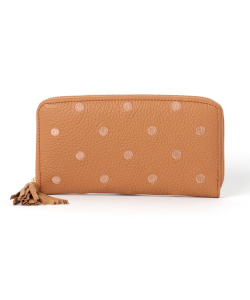 perche（ペルケ） 財布 perche / 牛革ドット刺繍ラウンド長財布