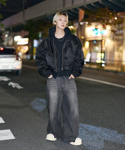 ma1 ma-1 ショート丈ナイロン/合皮中綿MA-1「UNISEX」 メンズ