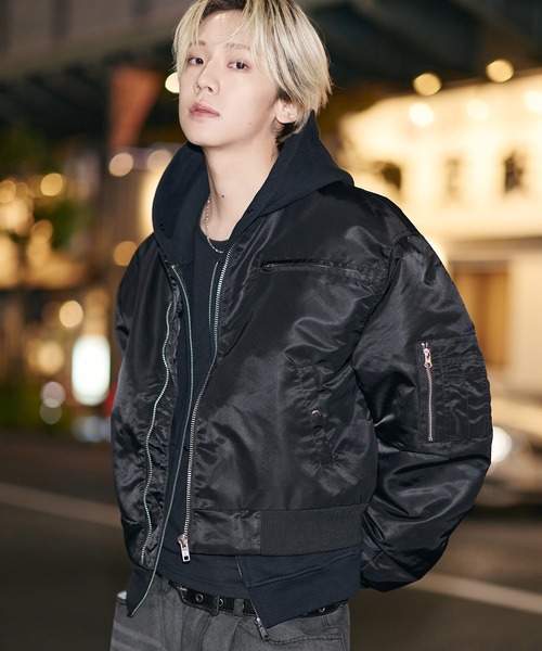 ma1 ma-1 ショート丈ナイロン/合皮中綿MA-1「UNISEX」 メンズ