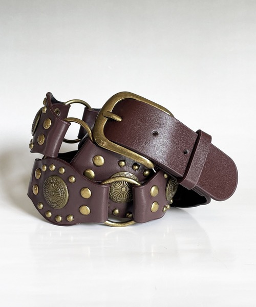 9*9様 コンチョベルト 本革 レザー ブラウン y2k アメカジ ビン 9*9様