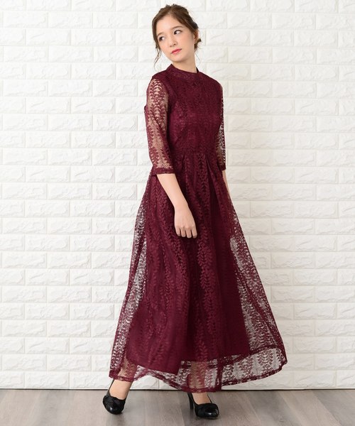 Lace Ladies（レースレディース） ドレス ハイネック七分袖総レース