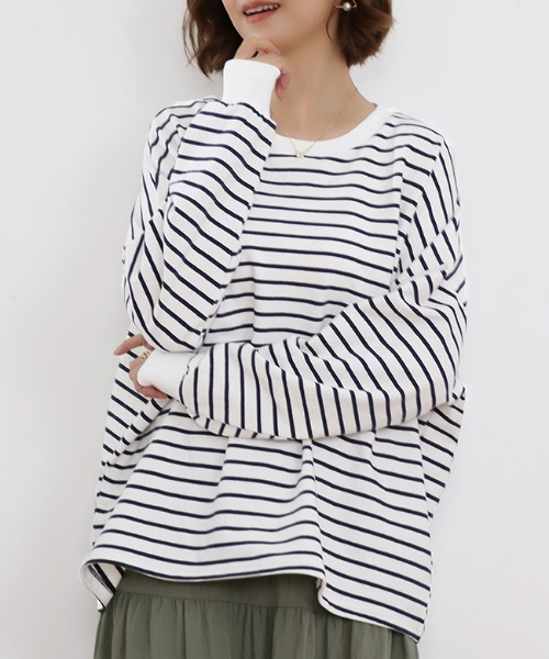 tシャツ ボーダーゆるロングTシャツ レディース : ZOZOTOWN Yahoo!店
