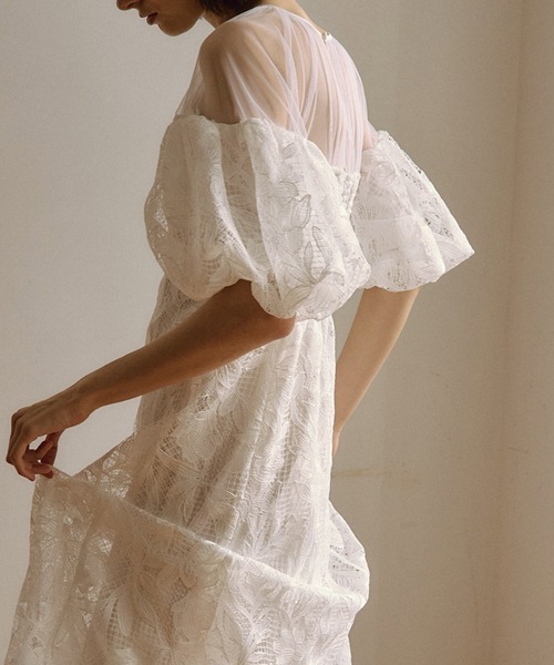 LE'RURE ドレス Cotton race souffle sleeve dress : ZOZOTOWN Yahoo