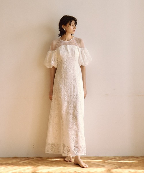 LE'RURE ドレス Cotton race souffle sleeve dress : ZOZOTOWN Yahoo