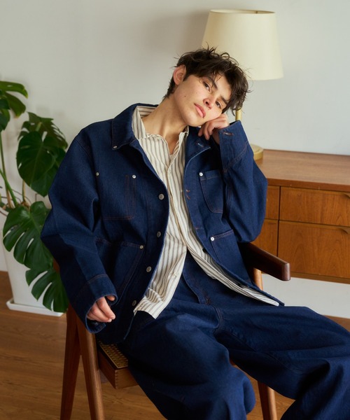 Camphor wood デニムジャケット gジャン 3pockets wide coverall denim