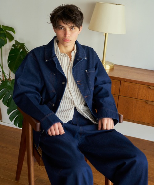 Camphor wood デニムジャケット gジャン 3pockets wide coverall denim