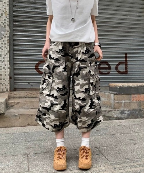 FreeZone カーゴパンツ Y2Kストリートハーフパンツ メンズ レディース