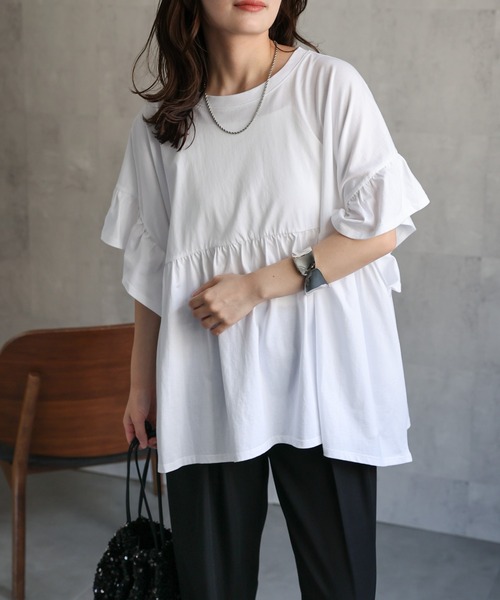 ap retro tシャツ ペプラムフリルTee / フレンチスリーブフリルプル