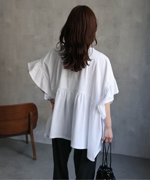 ap retro tシャツ ペプラムフリルTee / フレンチスリーブフリルプル