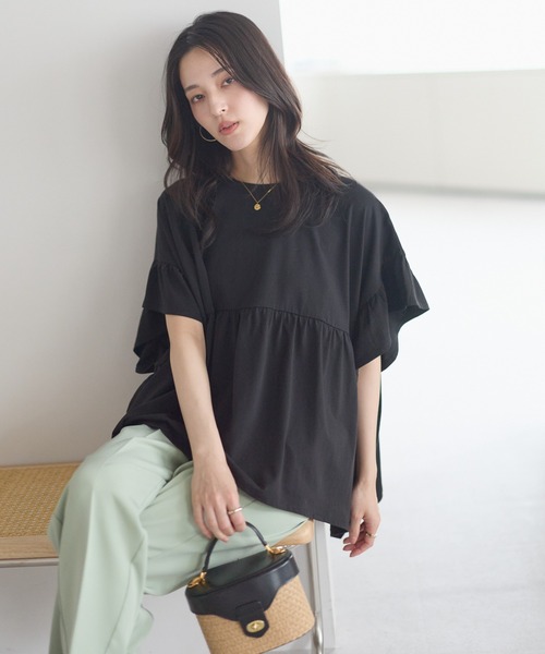 ap retro tシャツ ペプラムフリルTee / フレンチスリーブフリルプル