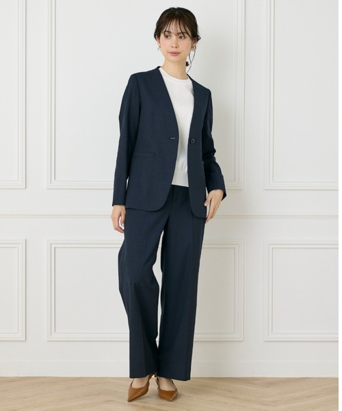 INED（イネド） ジャケット ノーカラージャケット 綿麻オックス