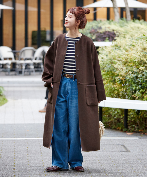 B.C STOCK（ベーセーストック） ノーカラーコート コート S120ブレンド