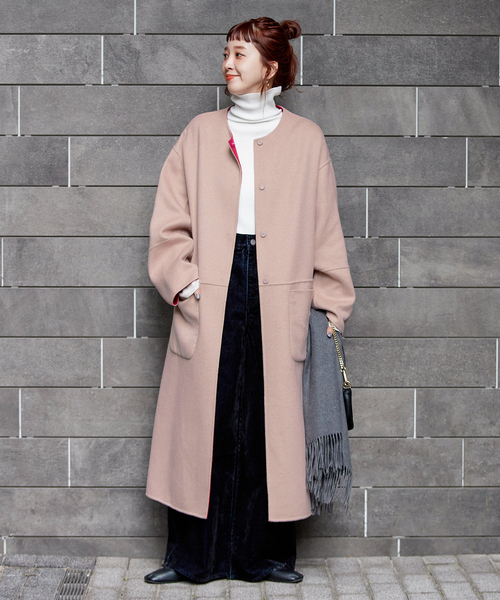 B.C STOCK（ベーセーストック） ノーカラーコート コート S120ブレンド