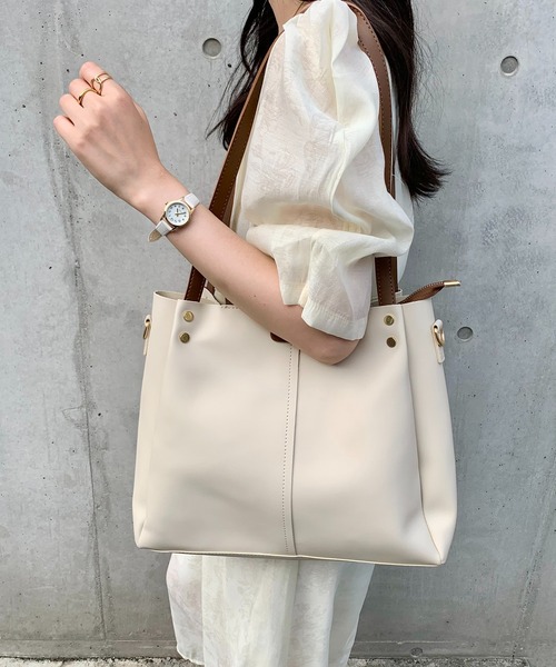 トートバッグ 「A4サイズ対応」大容量 2WAYフェイクレザー ショルダー