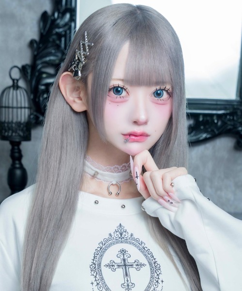 mine by LAFARY ヘアクリップ レースアップリボンシルバークリップ