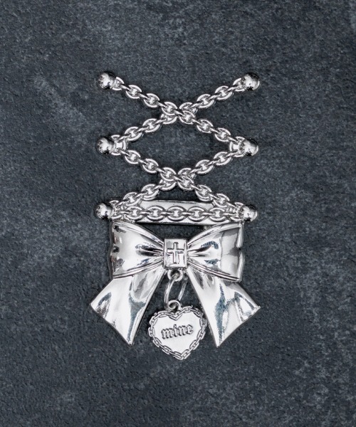 mine by LAFARY ヘアクリップ レースアップリボンシルバークリップ