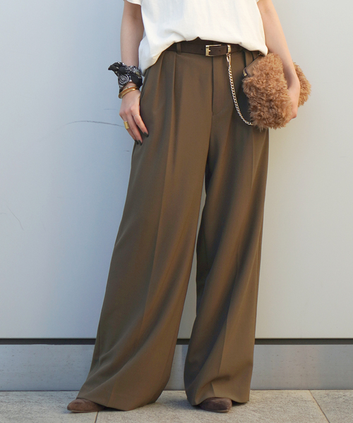 AP STUDIO スラックス パンツ 2タックワイドパンツ レディース