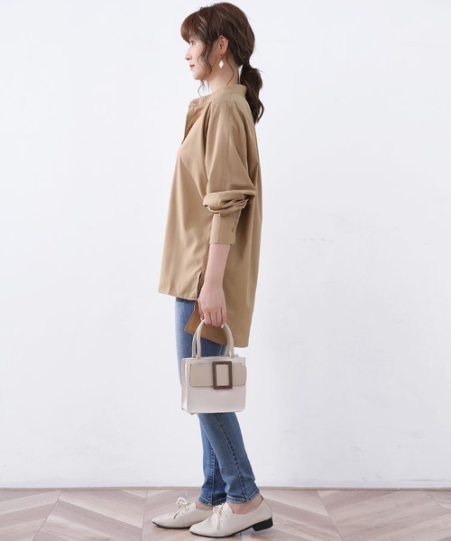 ブラウス シャツ スタンドカラーとろみシャツ レディース : ZOZOTOWN