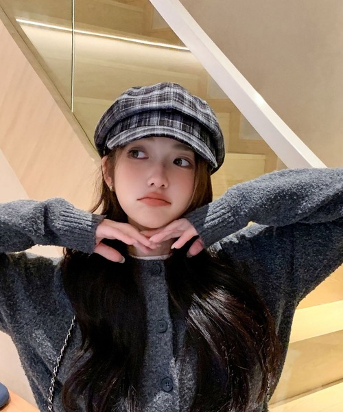 Chiina 帽子 キャスケット Chiina / チェック柄キャスケット帽