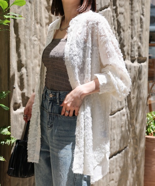 sakishimatokyo ブラウス シャツ ジャガードフラワーブラウス / シアー