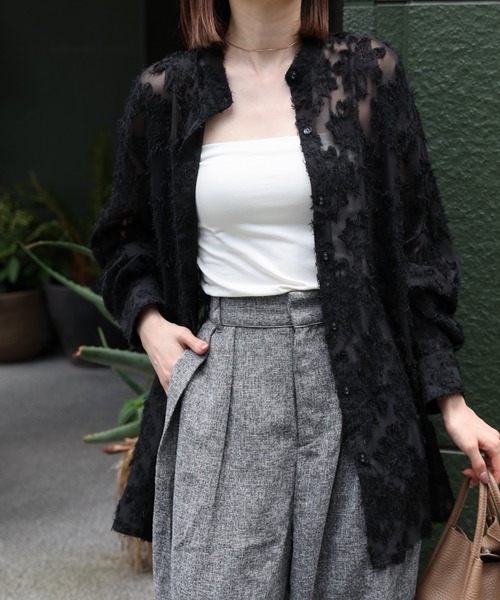 sakishimatokyo ブラウス シャツ ジャガードフラワーブラウス / シアー