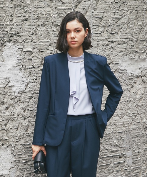 セットアップ 「自宅で洗える」 ノーカラージャケット＆テーパード