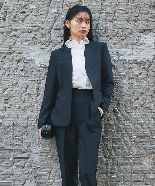 セットアップ 「自宅で洗える」 ノーカラージャケット＆テーパード