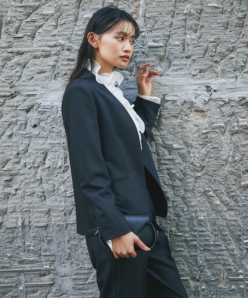 セットアップ 「自宅で洗える」 ノーカラージャケット＆テーパード