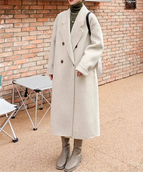 コート チェスターコート ダブルブレストロングコート レディース