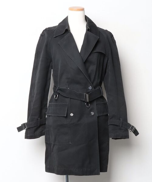 グッチ・ウールトレンチコート（美品、ブラック、サイズ46） GUCCI