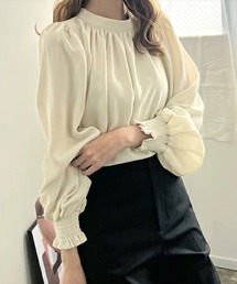 cammie ブラウス シャツ ハイネックボリュームスリーブギャザー
