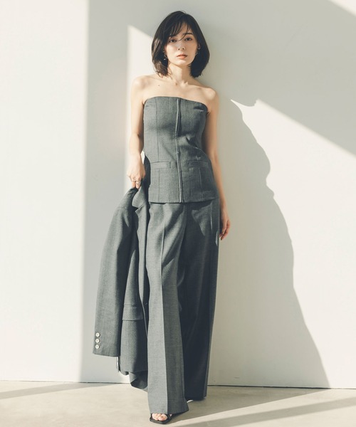 anuans（アニュアンス） パンツ スプリングウールワイドパンツ