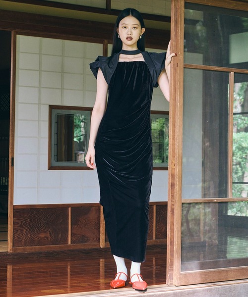 ANDRESD ドレス ドレープベロアドレス / drape velour dress