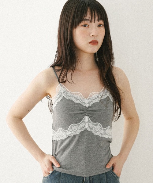 Heather（ヘザー） キャミソール カップ付きレースキャミ 579837