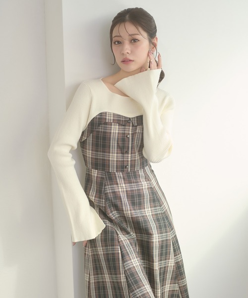 Ambre Neige（アンブルネージュ） ワンピース knit docking back lace