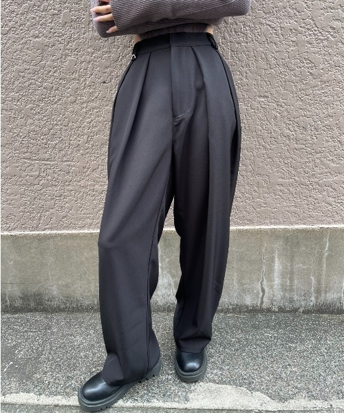 AIC. スラックス パンツ ダブルタックスラックスパンツ レディース