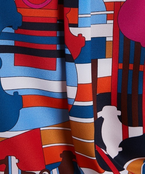 Sov. シャツ ブラウス プリント柄ボウタイブラウス レディース