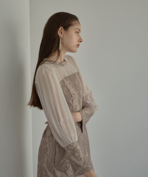 ANDRESD ドレス ダマスクギャザードレス / damask gather dress