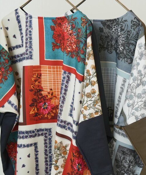 BEARDSLEY（ビアズリー） ワンピース スカーフパッチワークプリント