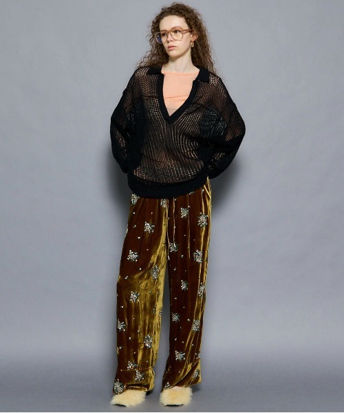 MAISON SPECIAL（メゾンスペシャル） パンツ Beads Flower Embroidery