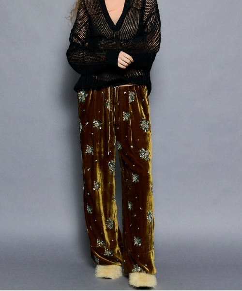 MAISON SPECIAL（メゾンスペシャル） パンツ Beads Flower Embroidery