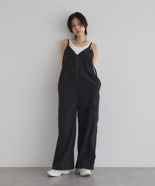 サロペット オーバーオール フロントファスナーオールインワン