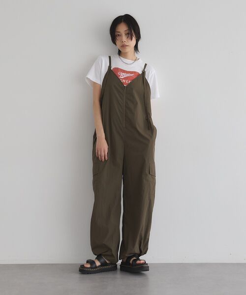 サロペット オーバーオール フロントファスナーオールインワン