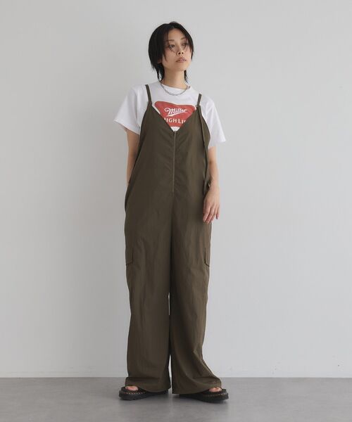 サロペット オーバーオール フロントファスナーオールインワン