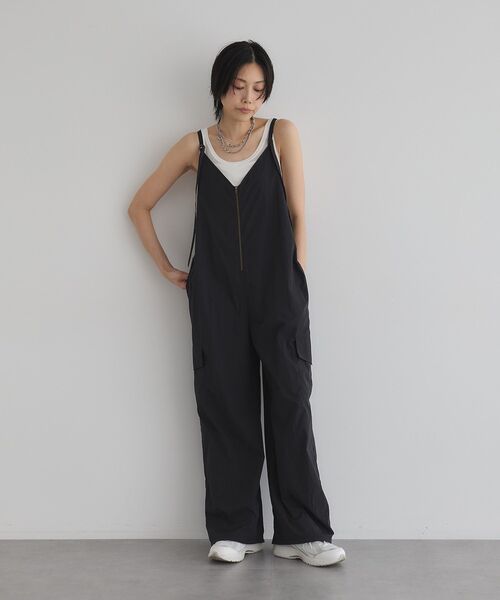 サロペット オーバーオール フロントファスナーオールインワン