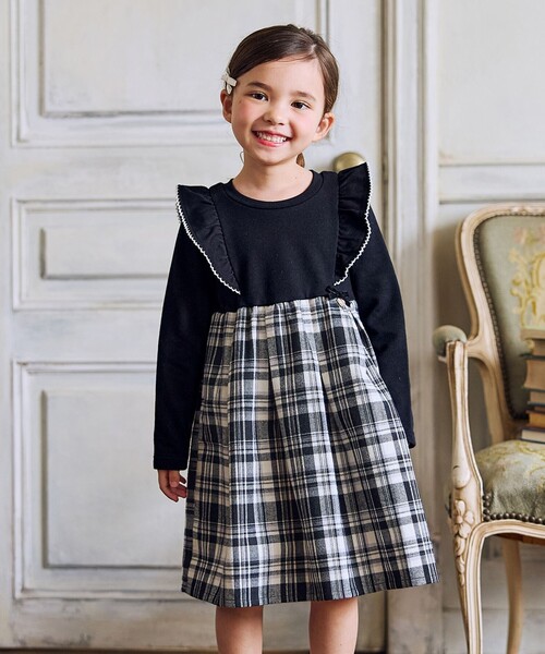 ANY（エニィ） ワンピース チェック柄 ドッキング ワンピース キッズ
