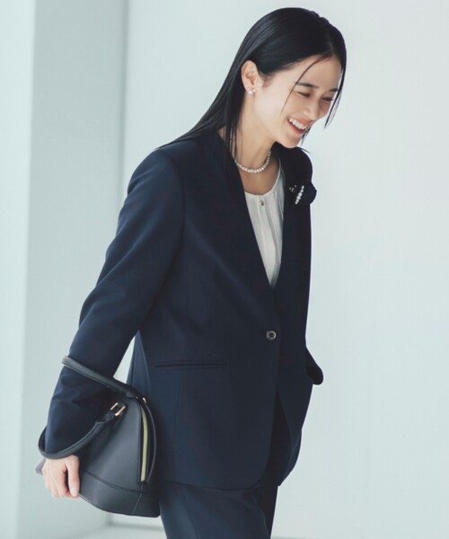 THE SHOP TK ジャケット ノーカラージャケット 「汚れ防止／シワになり