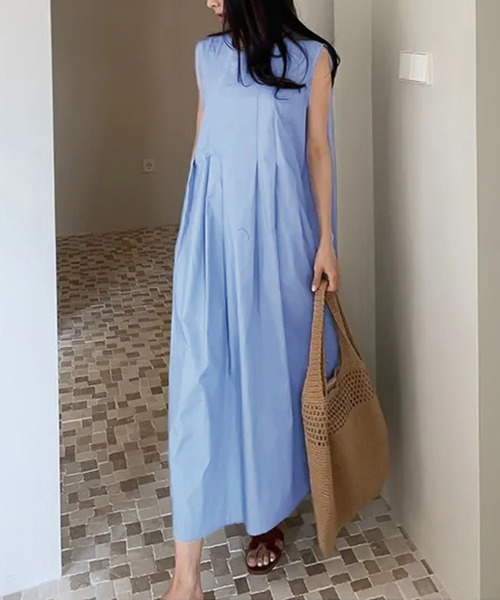 ワンピース ノースリーブタックロングワンピース : ZOZOTOWN Yahoo!店