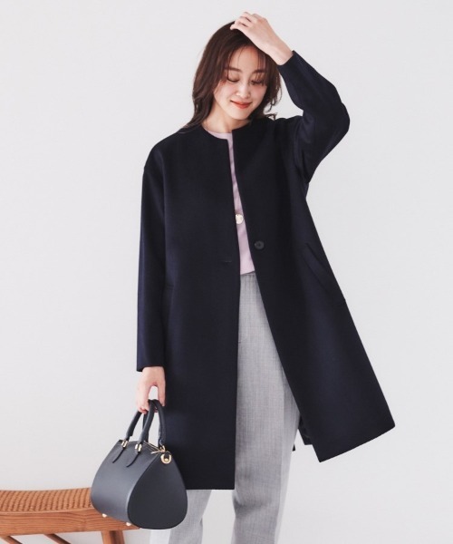 UNTITLED（アンタイトル） ノーカラーコート コート 「ゆったり/軽やか